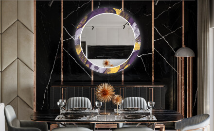 Apvalus dekoratyvinis veidrodis su LED apšvietimu prieškambariui - round stamp