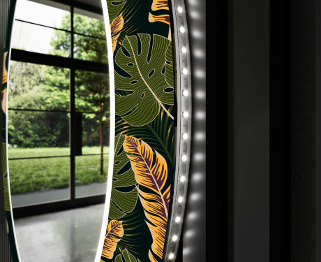Apvalus dekoratyvinis veidrodis su LED apšvietimu prieškambariui - botanical flowers #11