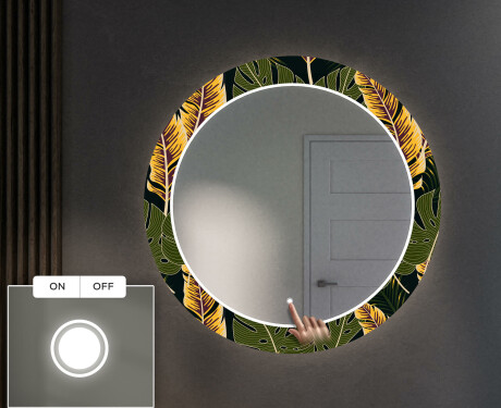 Apvalus dekoratyvinis veidrodis su LED apšvietimu prieškambariui - botanical flowers #4