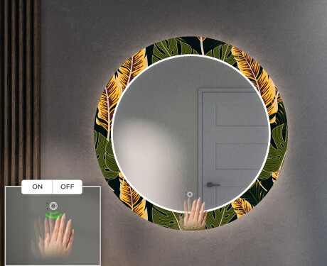 Apvalus dekoratyvinis veidrodis su LED apšvietimu prieškambariui - botanical flowers #5