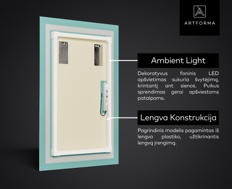 Vertikalus apšviestas vonios veidrodis LED L01 #3