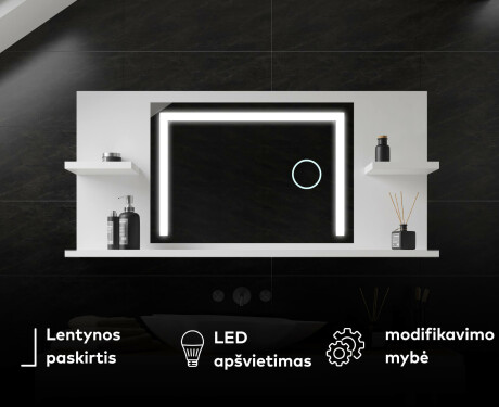 Veidrodis LED su apšvietimu ir lentynomis l11 #7