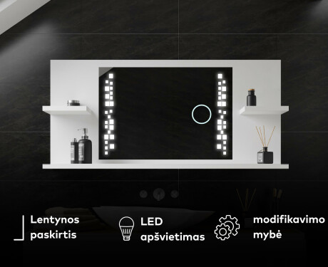 Veidrodis LED su apšvietimu ir lentynomis l38 #7
