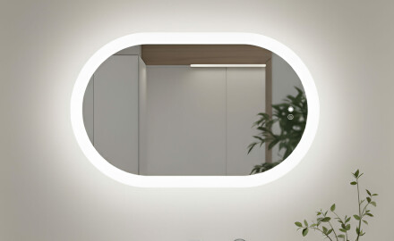 Apšviestas vonios veidrodis, dvikolorė, jutiklinis jungiklis, šildymo kilimėlis