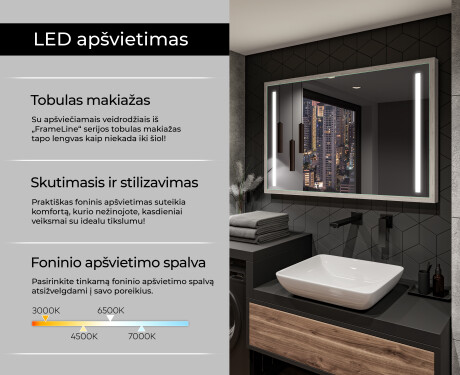 Apšviestas Veidrodis Veidrodis LED Su Rėmu - FrameLine L02 #4