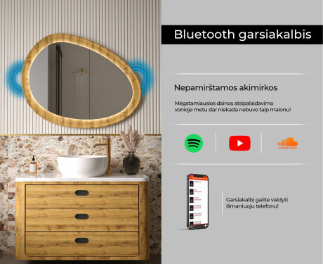 Nereguliarus veidrodis ąžuolo rėme su LED apšvietimu #7