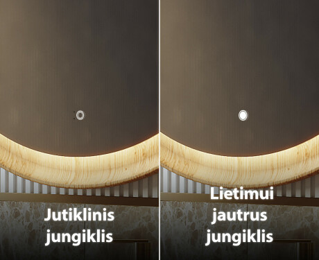 Nereguliarus veidrodis ąžuolo rėme su LED apšvietimu #8