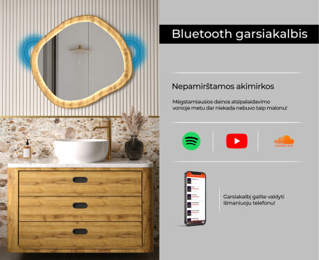 Dekoratyvus veidrodis ąžuolo rėme su LED apšvietimu #7