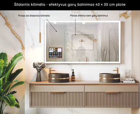 Išmanusis LED vonios veidrodis su „Displine Apple L01“ rėmeliu #7