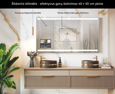 Išmanusis LED vonios veidrodis su Displine rėmeliu - Apple L09 #7