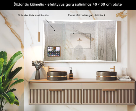 Stačiakampis išmanusis LED Apple veidrodis su Displine L77 rėmeliu #7