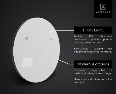 SMART Apvalus veidrodis su apšvietimu LED L76 Apple #2