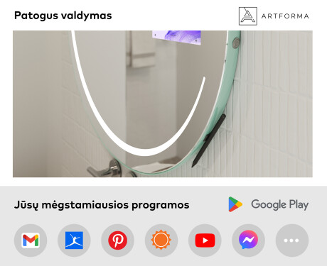 SMART Apvalus veidrodis su apšvietimu LED L156 Samsung #3