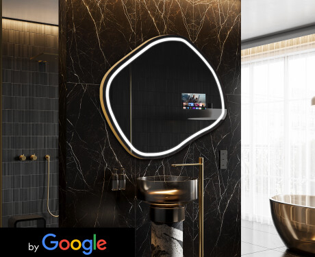SMART Nereguliarus veidrodis su apšvietimu LED R223 Google