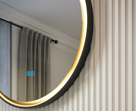 Apvalus veidrodis metaliniame rėme su LED apšvietimu #2