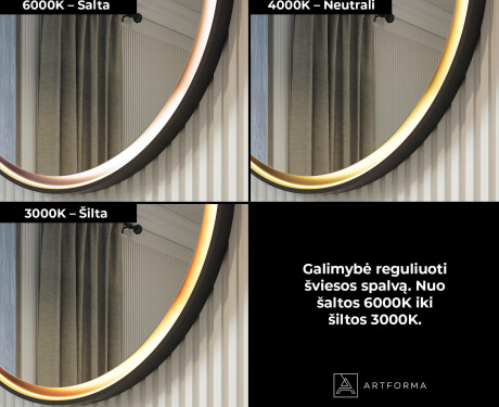 Apvalus veidrodis metaliniame rėme su LED apšvietimu #3