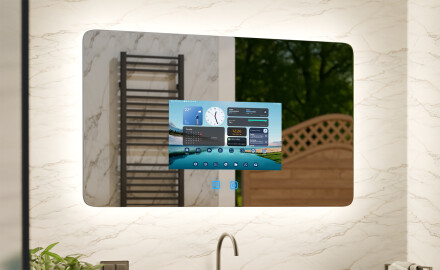 Išmanusis Apvalintas LED Vonios Veidrodis SmartScreen 21,5”