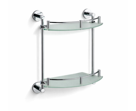 CLASSIC – dviguba pusapvalė lentyna / chromas, matinis stiklas