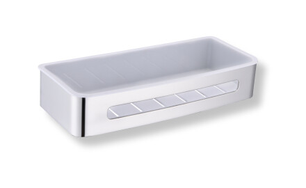 Krepšys 29x12x5,5 / poliruotas plienas / baltas plastikinis įdėklas