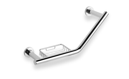 Vonios kambario rankena Ø25, kampinė, su krepšeliu / chromuota