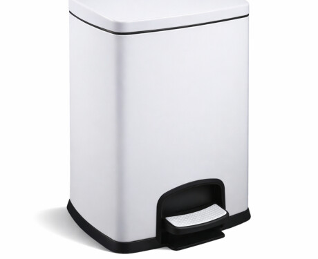 PREMIUM stačiakampė šiukšliadėžė su pedalu, 20 l, „soft close“ / balta