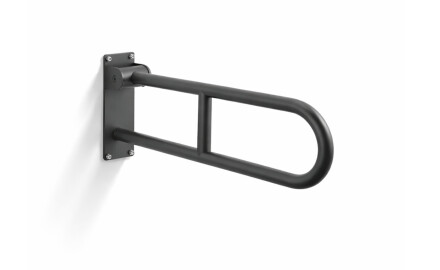 Pagalbinis turėklas žmonėms su negalia, Ø32, lenktas, atlenkiamas, STANDARD – 60 cm / nerūdijantis plienas, matinė juoda spalva