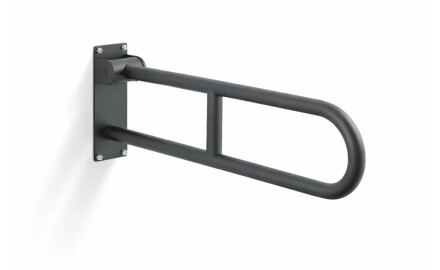Pagalbinis turėklas žmonėms su negalia, Ø32, lenkto profilio, atlenkiamas, STANDARD – 70 cm / nerūdijantis plienas, matinė juoda spalva