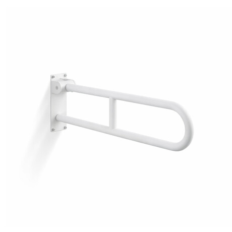 Pagalbinis turėklas žmonėms su negalia, Ø32, lenkto pavidalo, atlenkiamas, STANDARD – 70 cm / nerūdijantis plienas, matinė balta spalva #1