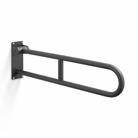 Pagalbinis turėklas žmonėms su negalia, Ø32, lenkto pavidalo, atlenkiamas, STANDARD – 80 cm / nerūdijantis plienas, matinė juoda spalva #1