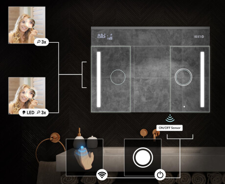 Pakabinama vonios spintelė su LED veidrodžiu L02 Emily 100 x 72 cm, San Marino spalvos #5