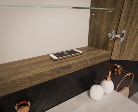 Pakabinama vonios spintelė su LED veidrodžiu L02 Emily 100 x 72 cm, Oslo ąžuolo spalvos #12