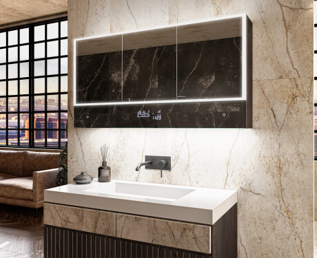 Vonios kambario spinta su šviesos diodais Lily - trijų durų 100 x 72,5cm