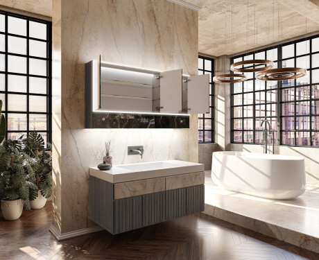 Vonios kambario spinta su šviesos diodais Lily - trijų durų 100 x 72,5cm #11