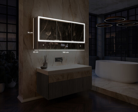 Vonios kambario spinta su šviesos diodais Lily - trijų durų 100 x 72,5cm #2