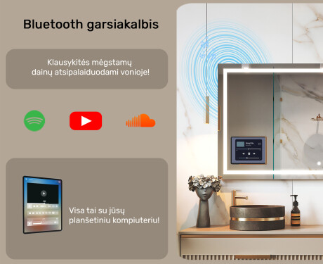 Apvalus modernus LED veidrodis su iPad Displine L141 rėmeliu #4