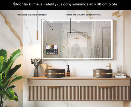 Apvalus modernus LED veidrodis su iPad Displine L141 rėmeliu #7