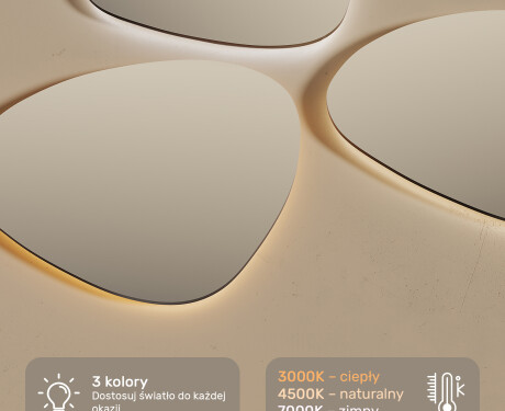 Dizainerio LED vonios kambario spogulis 120x70cm ar aukštu LED spalvos 7000K, siltu spalvos 3000K ar neitrālu spalvos 4500K #2