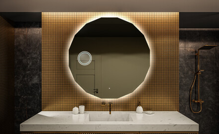Apvalus apšviestas vonios veidrodis L112