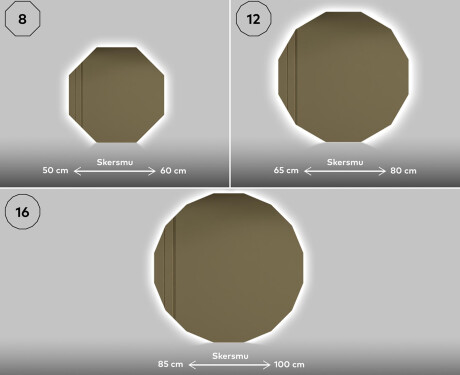 Apvalus apšviestas vonios veidrodis L113 #11