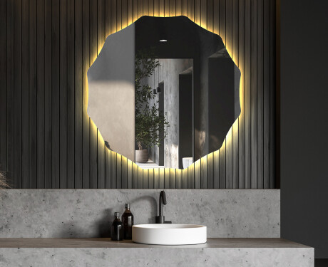 Apvalus apšviestas vonios veidrodis L192