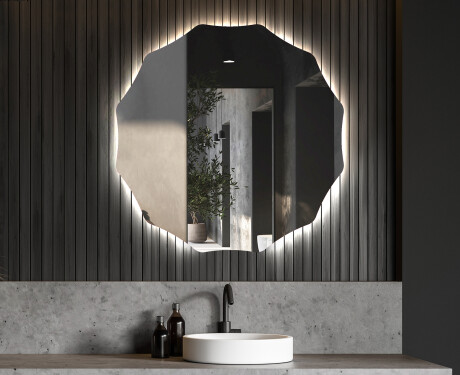 Apvalus apšviestas vonios veidrodis L193