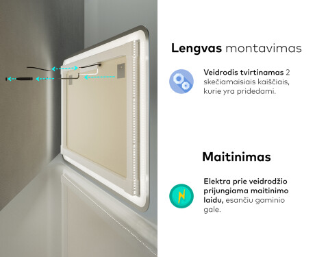 Apšviestas vonios veidrodis LED L145 #10