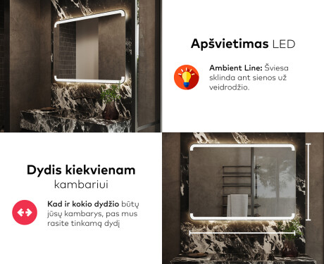 Apšviestas vonios veidrodis LED L145 #5